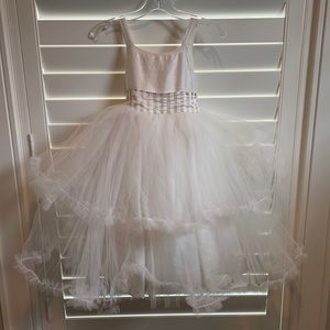 Flower girl / communion white silk dress size 5